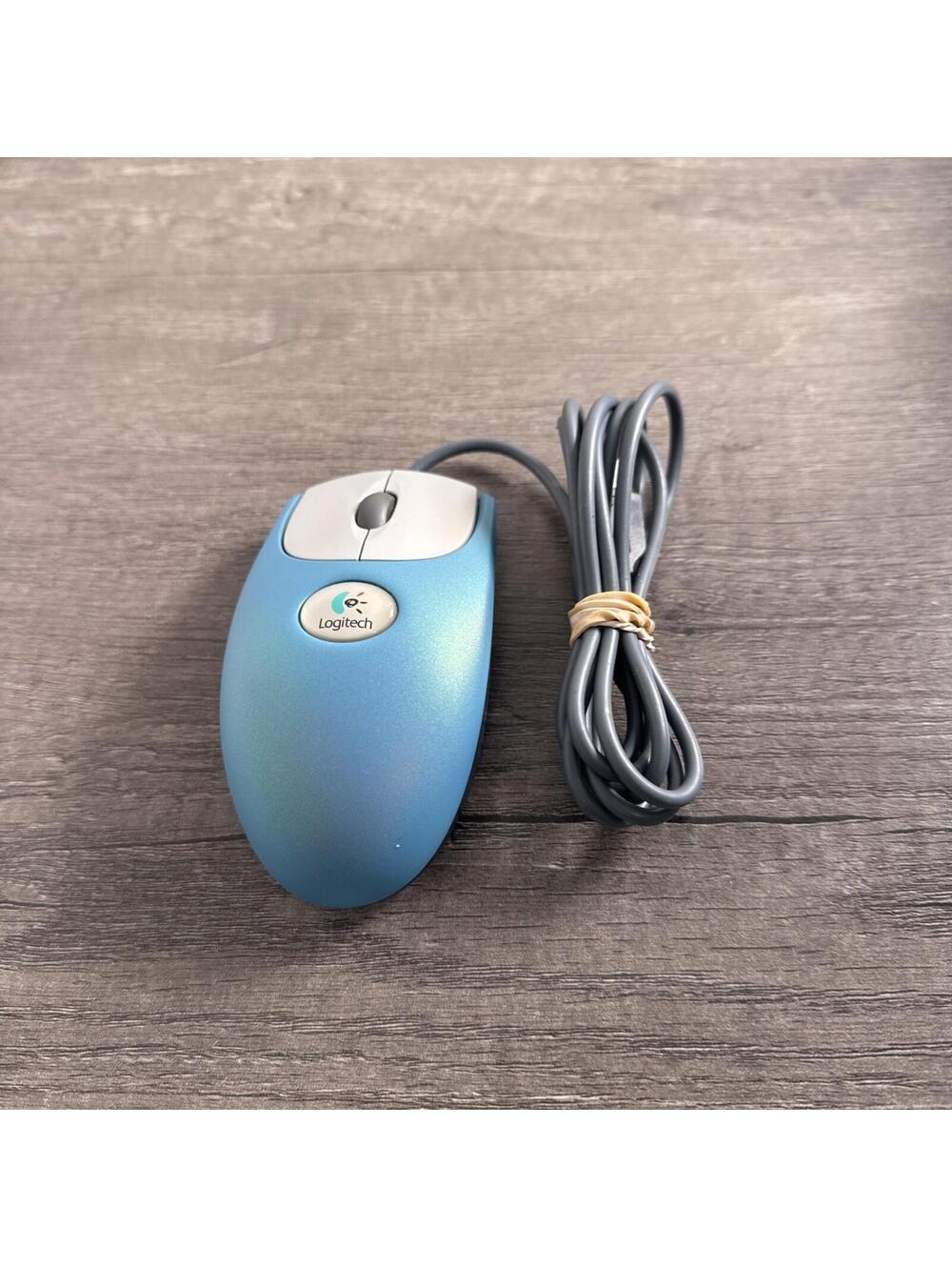 VTG Logitech iFeel Mouse M-UN58a Optical Light Blue Wired USB Transparent Base